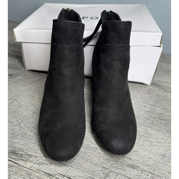 Report Martin Ankle‎ Boots Womens 7.5 Black Faux Suede Zip Back 3" Heel with Box - Picture 3 of 7